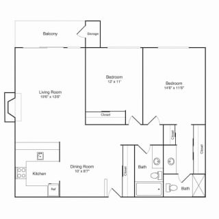 Floor Plan 2 X 2 A Renovated