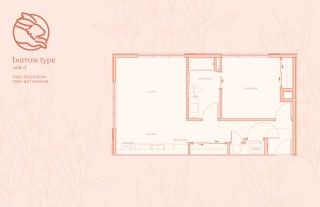 The Warren One Bedroom One Bathroom Floor Plan