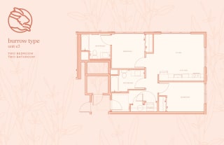 The Warren Two Bedroom Two Bathroom Floor Plan
