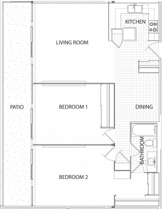 Floor Plan 2 Bed 1 Bath