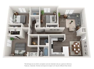 3 bed 2 bath floor plan with 1,115 Sq. Ft. at Switchback on Platte at Switchback on Platte Apartments, Colorado, 80120