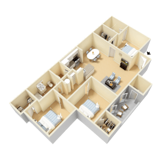 Umstead Floor Plan at Clarion Crossing Apartments, PRG Real Estate Management, Raleigh, NC, 27606
