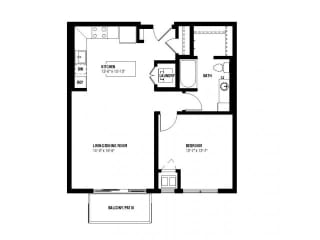 Flip Floor Plan (1 beds, 1 baths, 739 sq.ft, rent $1,555-$1,665/month)