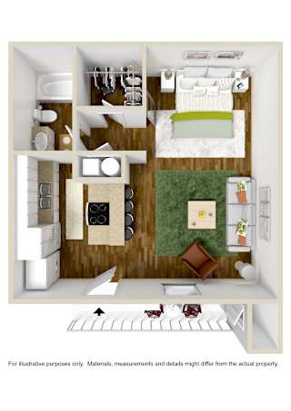 Studio Floor Plan at The Grove Apartments  at Lyndon, Louisville