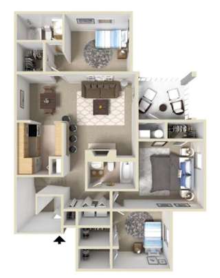 Westover II Floor Plan at Ashton Creek Apartments, PRG Real Estate Management, Chester, VA, 23831
