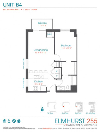 B4 Floor Plan at Elmhurst 255, Elmhurst, 60126
