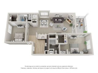 B6 3D Floor Plan at the Haven of Ann Arbor, MI, 48105