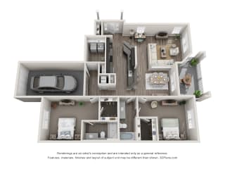 1482 Sq Ft Auckland Floor Plan at Greystone Pointe, Knoxville