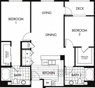 M Floor plan at Trio Apartments, Pasadena, CA, 91101