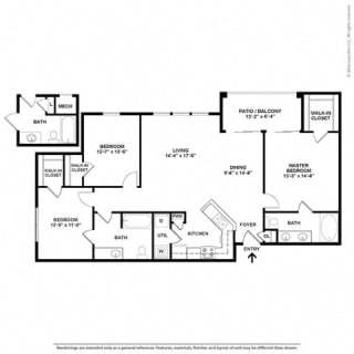 3 bedroom 2 bath Floor Plan at Orion Prosper, Texas, 75078