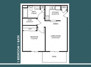 1 Bed 1 Bath FloorPlan at Bradford Place Apartments, Indiana, 47909