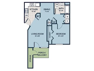 one bedroom floor plan apartment at Bradford Run in Kokomo, IN