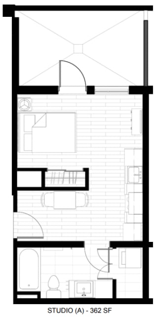O2 Apartments Studio A Floor Plan