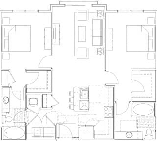 616 at the village two bedroom floor plan