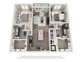 The Alton Floor Plan at Beckett Farms Apartments, PRG Real Estate Management, Fort Mill, South Carolina