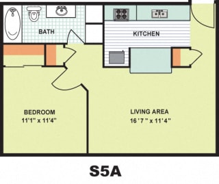 Floor Plan Standard One Bedroom (S5A)