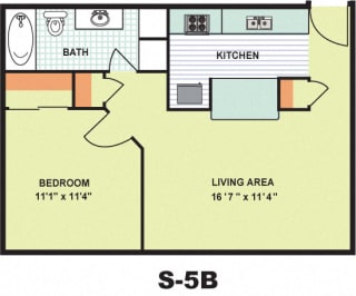 Floor Plan Standard One Bedroom (S5B)