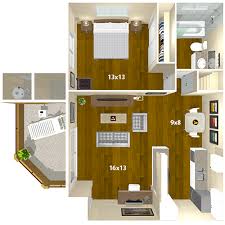 the layout of a small apartment with a bedroom and a bathroom