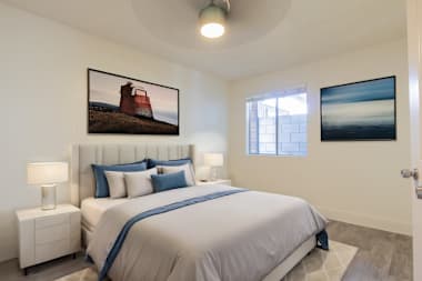 Virtually staged bedroom at The Clubhouse at Arcadia.