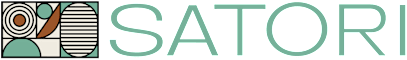 The image features the word "SATORI" in large letters with a colorful abstract design to the left of the text.