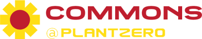 a graphic of the word commons on a yellow and red flag
