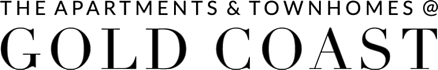 The image is a logo for apartments and townhomes at Gold Coast.