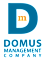 A blue and green logo with the letter D and the words Domus Management Company.