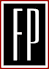 A black and white sign with the letters "FP" on it.