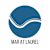 A logo with a blue circle and a white line design, and the words "MAR AT LAUREL" below it.