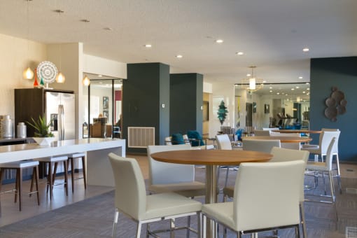 Kitchen And Dining Area In Clubhouse at Monaco Lakes, Colorado, 80222