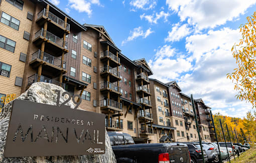 A large apartment complex named Residences at Main Vail.