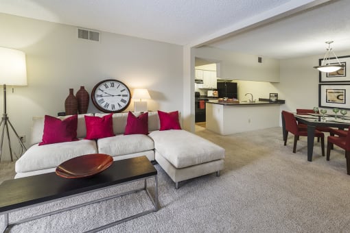 Living Room With Dining Area at The Parc at Briargate, Colorado Springs, CO, 80920