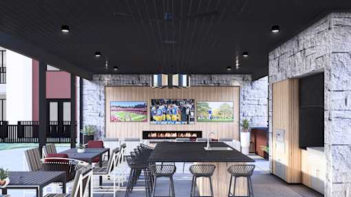 Modern dining area at Amara Luxury Apartments, California