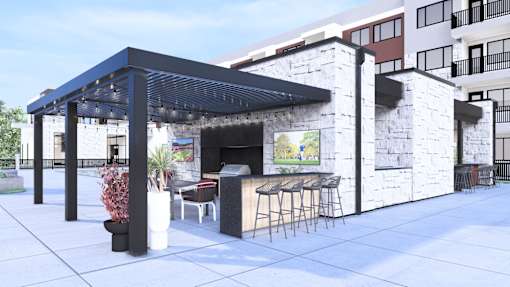 Patio with bar at Amara Luxury Apartments, California, 95834