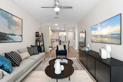 Decorated Living Room With Natural Light at Mira at Palmer Ranch, Sarasota, FL, 34238