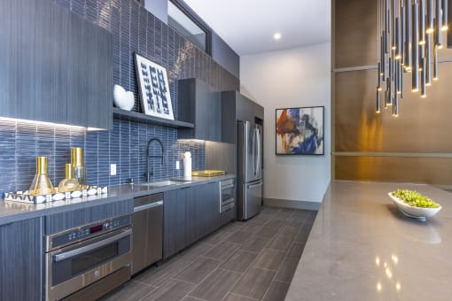 Demonstration Kitchen at Zeta Luxury Apartments in Sacramento, CA