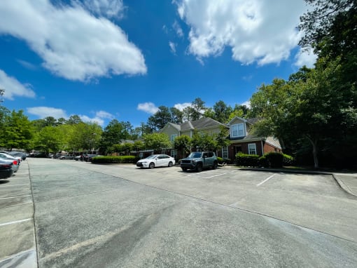 Wide view of the exterior of Highgate Townhomes.
