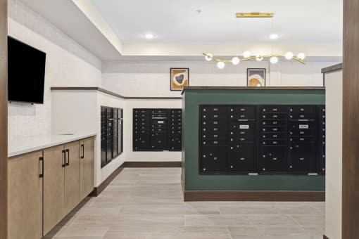 a rendering of the renovated locker room at the arlington heights apartments