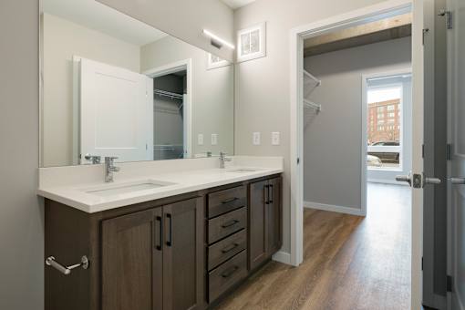 Primary bathroom with double sinks