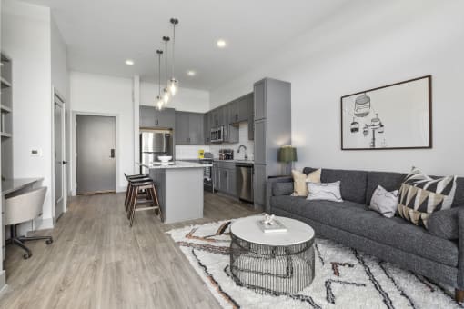 savor apartments living room and kitchen