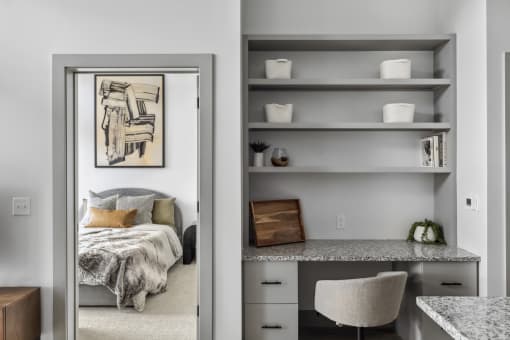 built in desk in unit at savor apartments