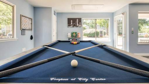 Clubhouse with Pool Table at Compass at City Center, Newport News