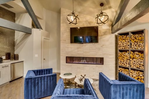 Resident Lounge With Fireplace at The Trails at San Dimas, CA, 91773