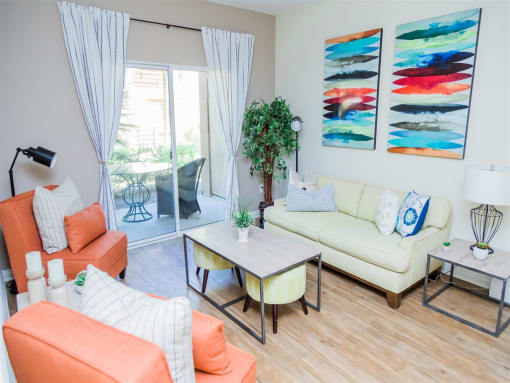 Spacious Living Room With Private Balcony at Medici Apartment Homes, Bermuda Dunes, CA