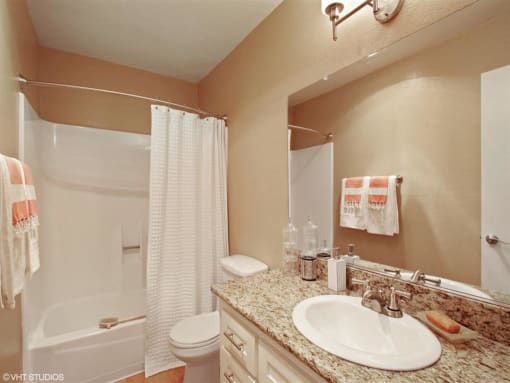 Bathroom Vanity With Large Mirror at The Trails at San Dimas, 444 N. Amelia Avenue, CA