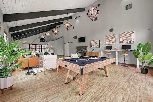 Pool table at new community center at Fields at Peachtree Corners, Norcross, 30092