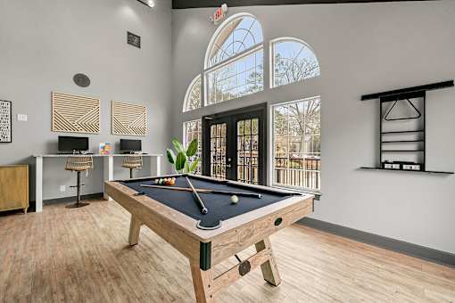 Pool table at new community center at Fields at Peachtree Corners, Norcross, 30092