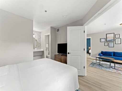 Furnished Bedroom and living  at the 505 Collection in Atlanta, Georgia.