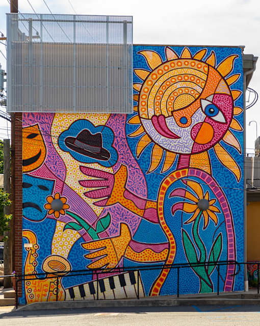 Art mural in the neighborhood near Essex & Crane, Orange NJ, showcasing local culture