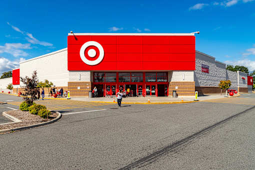 A Target store with a red and white logo on the front.